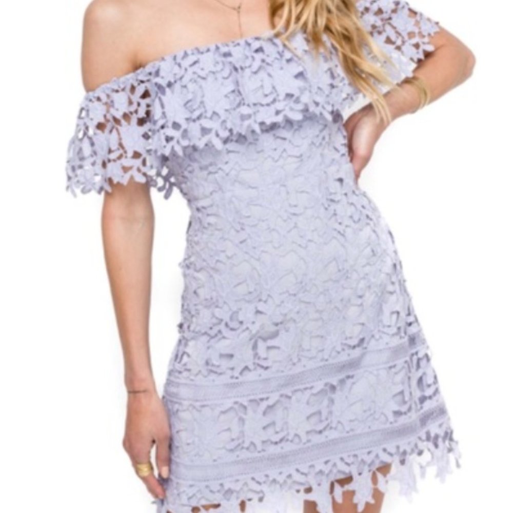 Astr the Label periwinkle off the shoulder dress